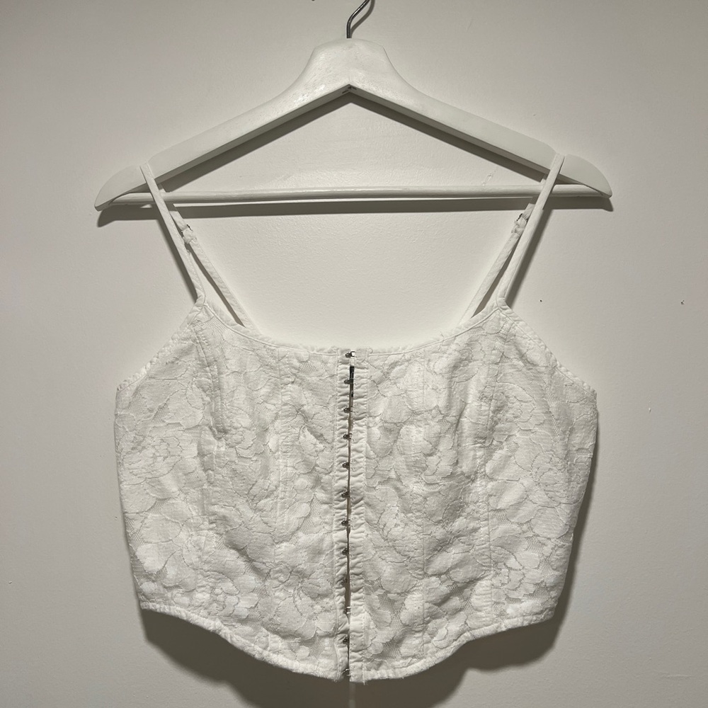 Wild Fable White Lace Corset Crop Top - Size M